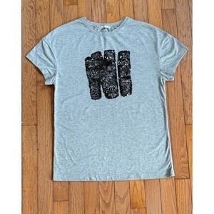 Zara Sequin Tee‎ Shirt Top T-Shirt Small Punk Bling